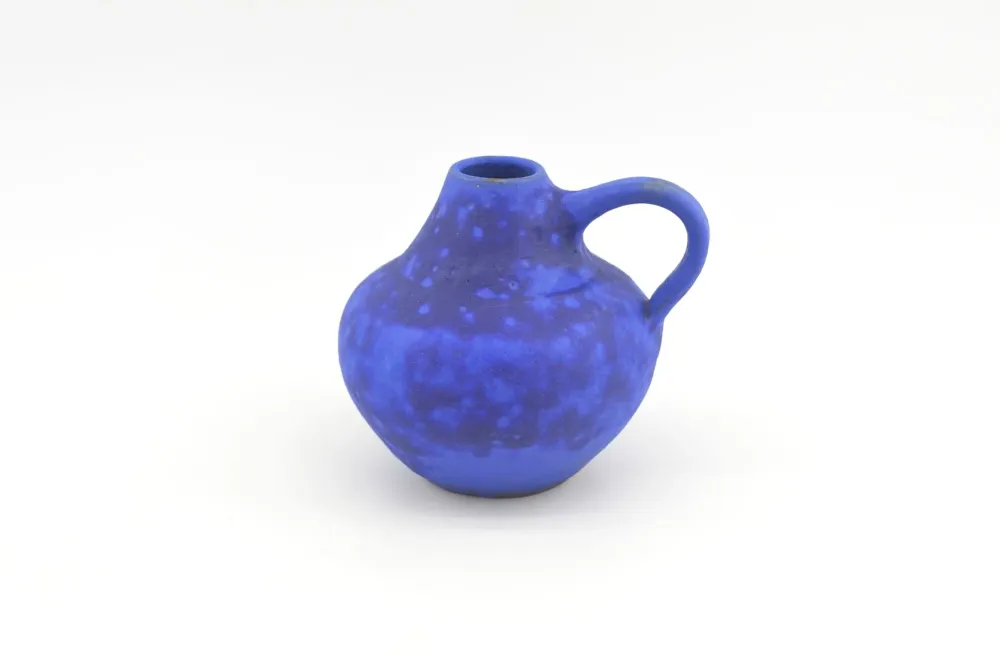 Mid-Century Hartwig Heyne Keramik WGP Fat-Lava Vase 1960s Blue Lava Design