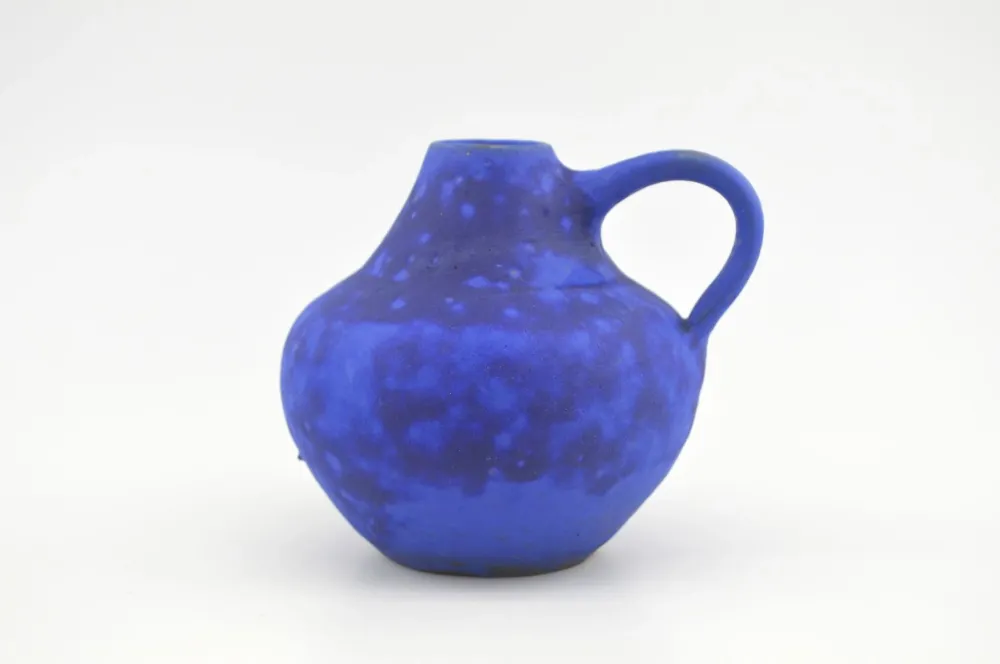 Mid-Century Hartwig Heyne Keramik WGP Fat-Lava Vase 1960s Blue Lava Design