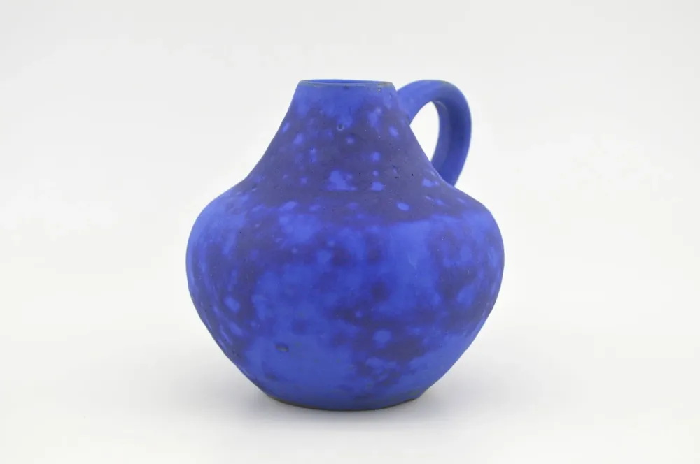 Mid-Century Hartwig Heyne Keramik WGP Fat-Lava Vase 1960s Blue Lava Design