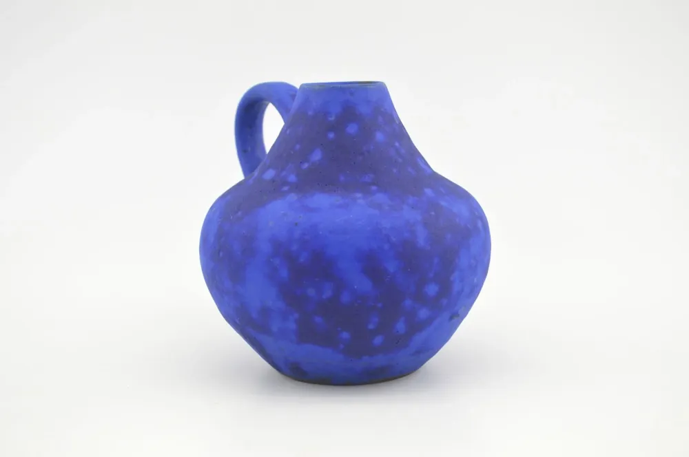 Mid-Century Hartwig Heyne Keramik WGP Fat-Lava Vase 1960s Blue Lava Design