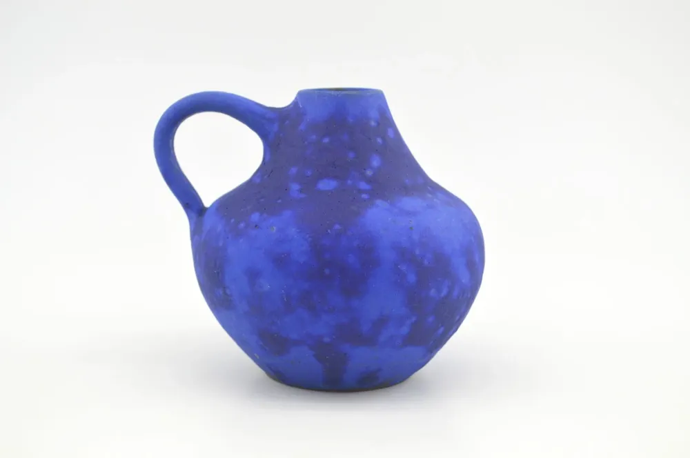 Mid-Century Hartwig Heyne Keramik WGP Fat-Lava Vase 1960s Blue Lava Design