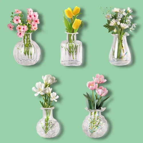 Mini Magnetische Vase für Kühlschrank und Whiteboard Kleine Glasvase mit Starkem Magneten für Dekoration Minimalistisches...