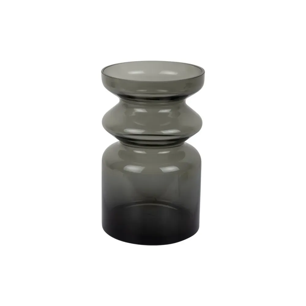 Moderne Glasvase grau – Designer Vase mit Struktur, Vase modern für Wohnzimmer Deko & Trockenblumen