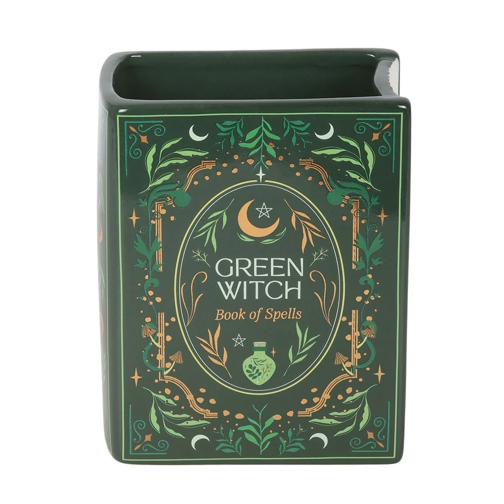 Mystische Vase Pflanzengefäß "Green Witch" Buchform Hexen-Deko