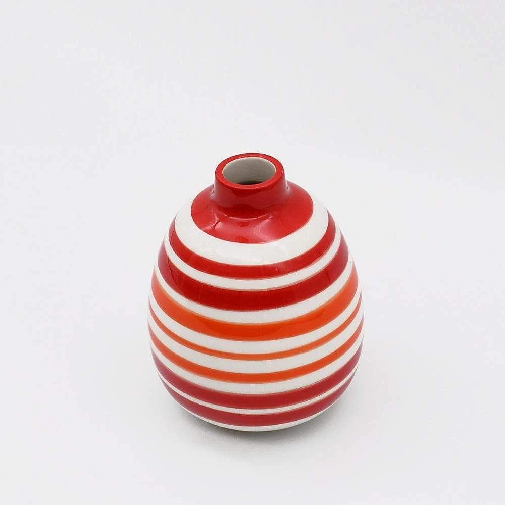 Ovale gestreifte Vase - Rot