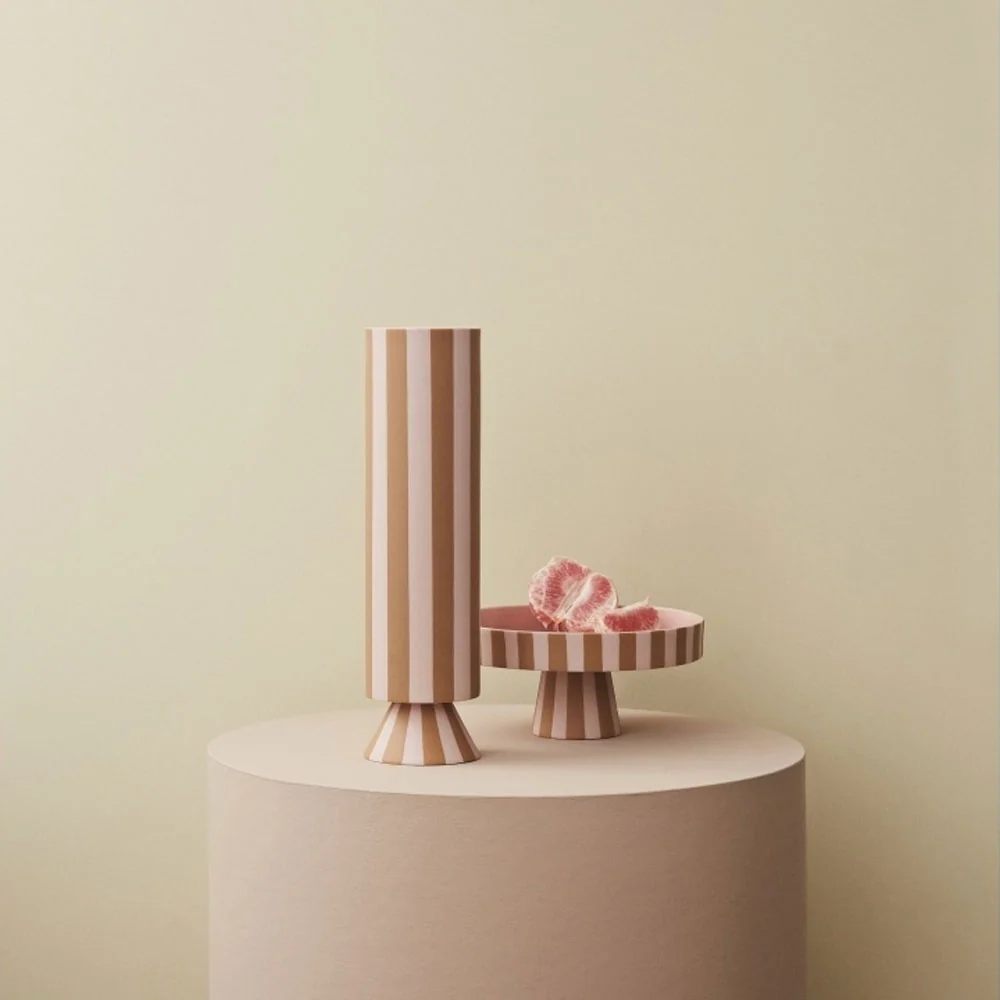 OYOY LIVING Toppu Vase, High, Karamell/Rose