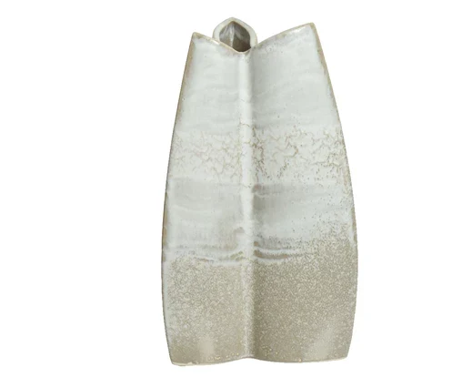 Perlweiße Vase aus Steinzeug im Bio-Stil