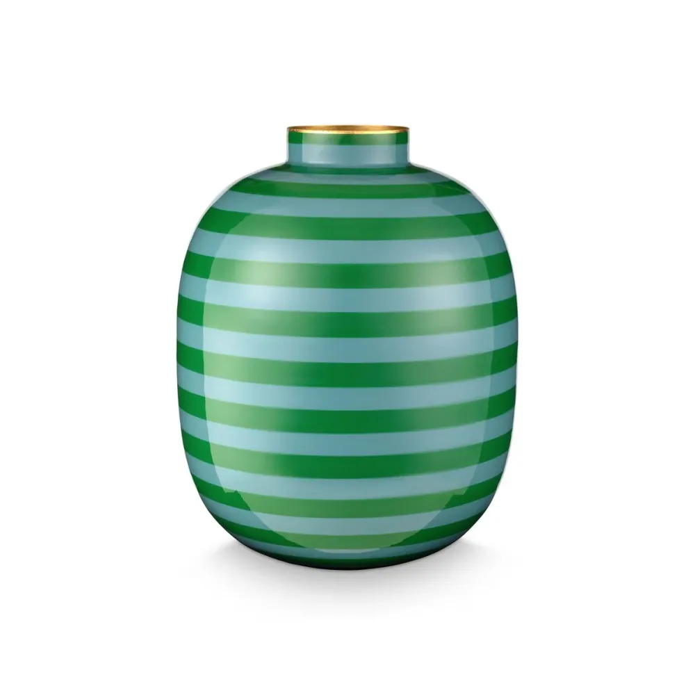 Pip Studio - Vase Metal Stripes Grün 32cm