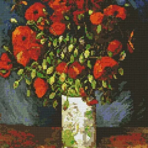 Pixelhobby Klassik Vorlage - Vase mit rotem Klatschmohn VvG