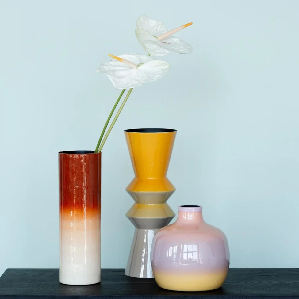 RICI Vase gelb mit hellrosa