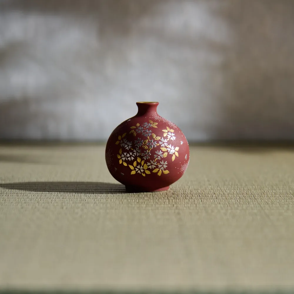 Rot Morikin Shirochibu Sakura Runde Vase