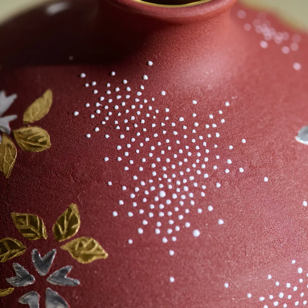 Rot Morikin Shirochibu Sakura Runde Vase