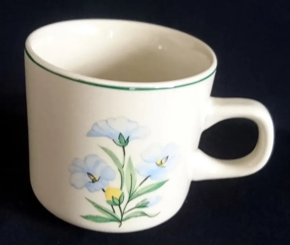 15 Teiliges KAFFEESERVICE - Keramik / Steingut, Blumenblüten Pflanzen Flora Randlinie Motiv Dekor