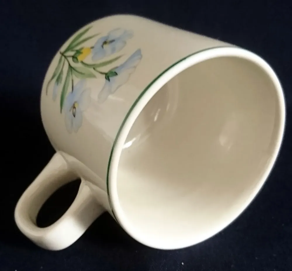 15 Teiliges KAFFEESERVICE - Keramik / Steingut, Blumenblüten Pflanzen Flora Randlinie Motiv Dekor