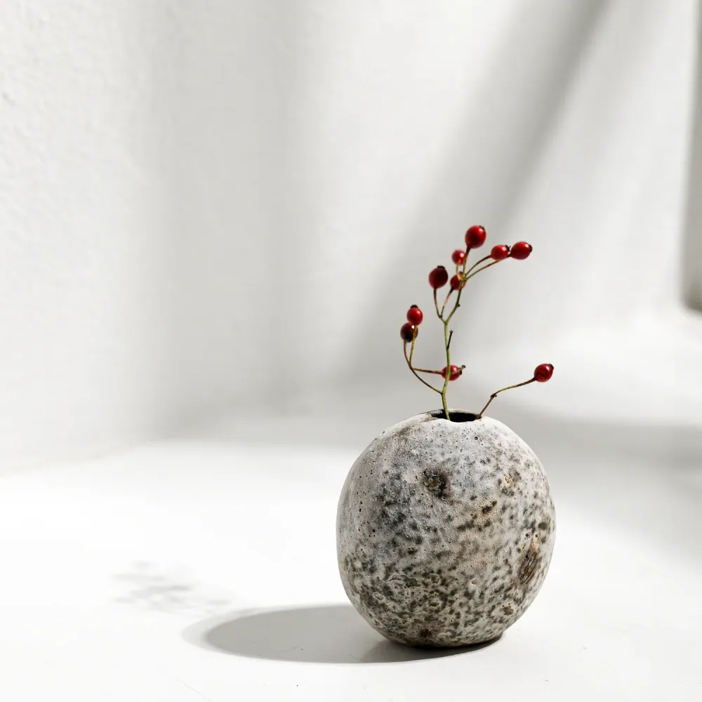 Tomoko Iwata, Vase, Kieselform | japanische Keramik (TI31)