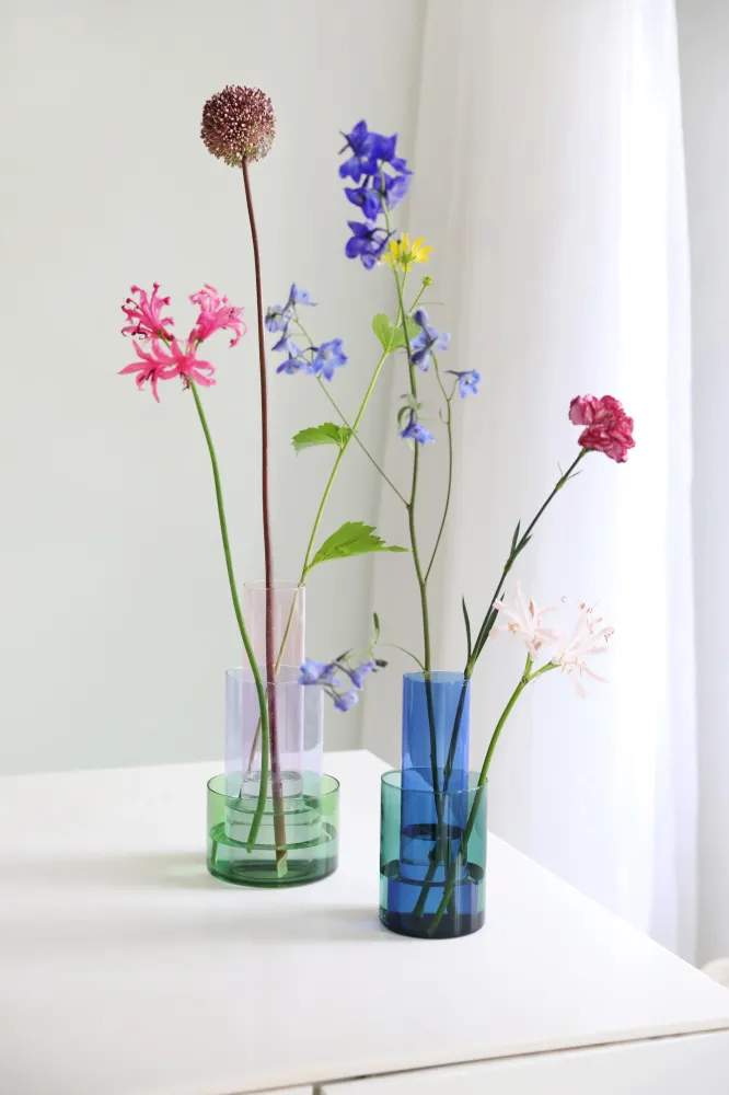 Vase AMPHI blau mit grünem