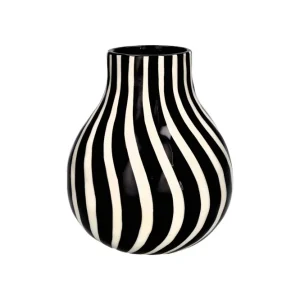 Vase Artisan - schwarz & weiß gestreift