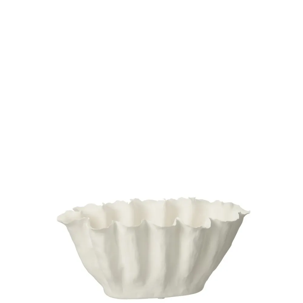 Vase Calyx aus Keramik Weiß – Kleine Design-Vase von J-Line Ø 20 cm