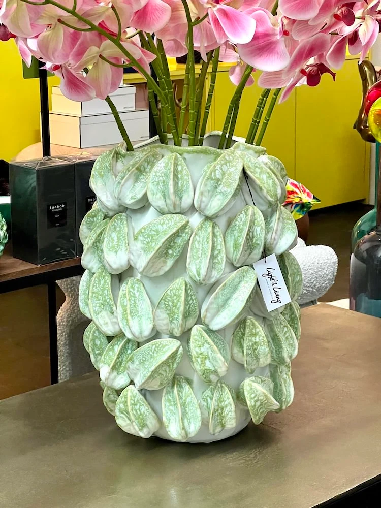 Vase CARAMBOLA, crème+grün, 35x33x47 cm