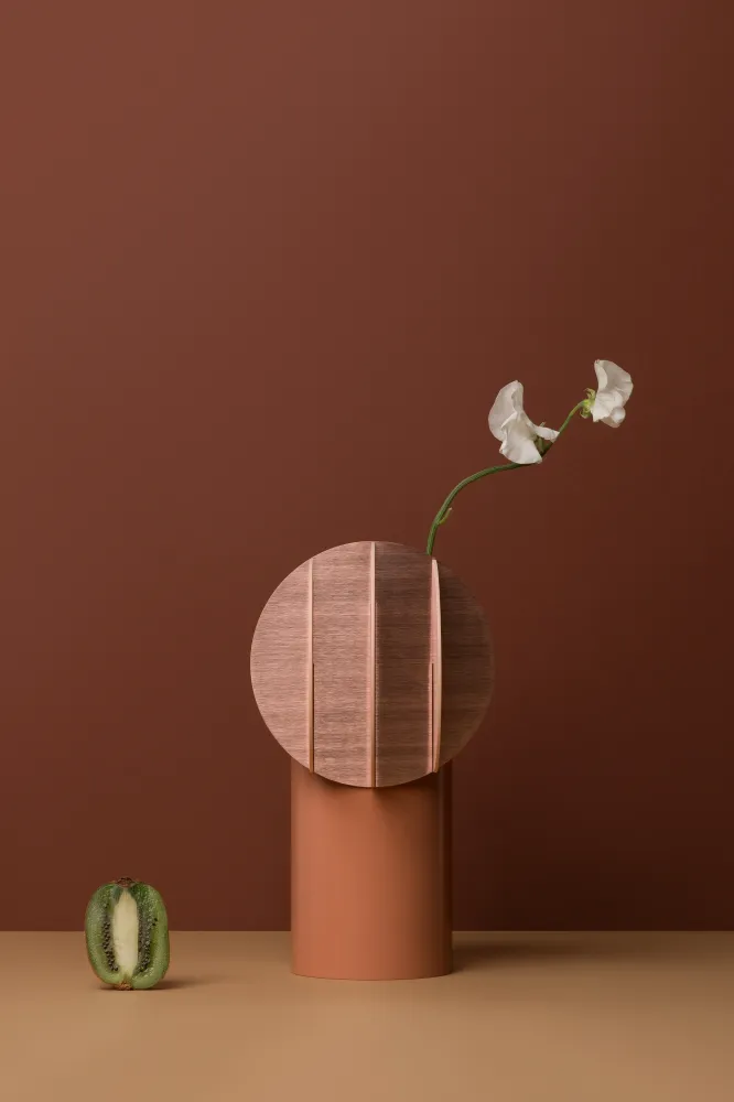 Vase DELAUNAY pudriges Rosa mit Pfirsich- und Kupferakzenten