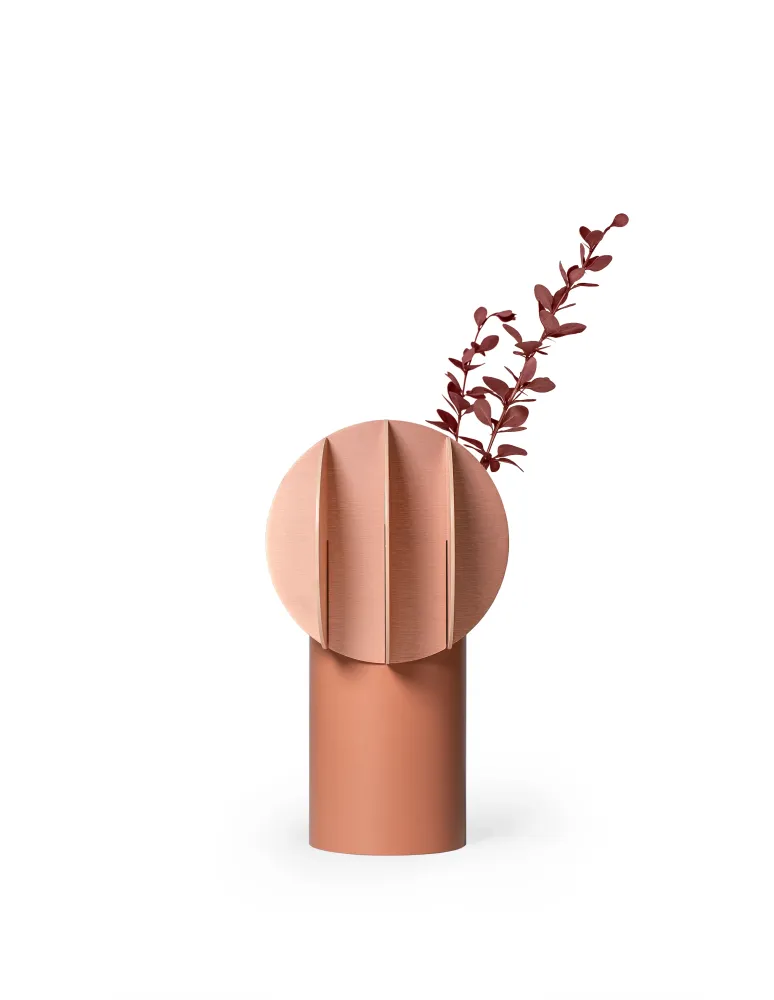 Vase DELAUNAY pudriges Rosa mit Pfirsich- und Kupferakzenten