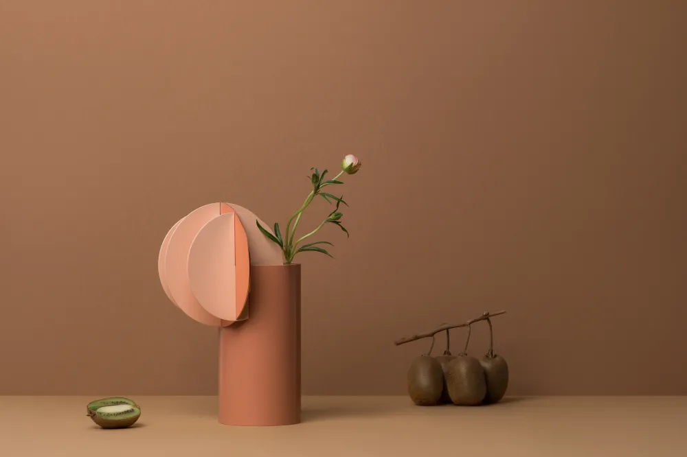 Vase DELAUNAY pudriges Rosa mit Pfirsich- und Kupferakzenten