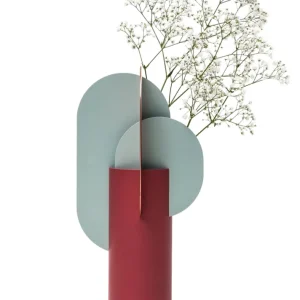 Vase EKSTER aus Ziegel mit blauen und kupfernen Akzenten