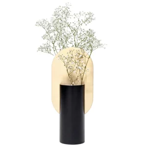 Vase GENKE schwarz mit Messing