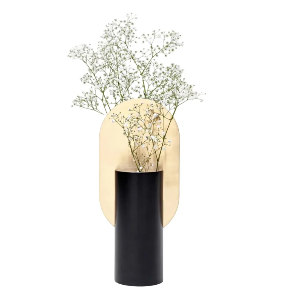 Vase GENKE schwarz mit Messing