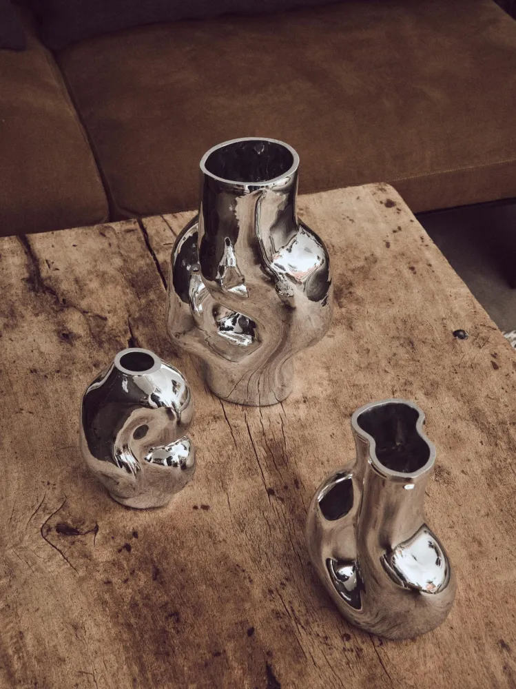 Vase Gleam glass high chrome HK Living