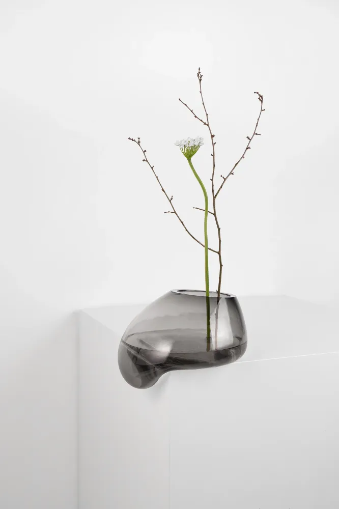 Vase GUTTA graues Glas