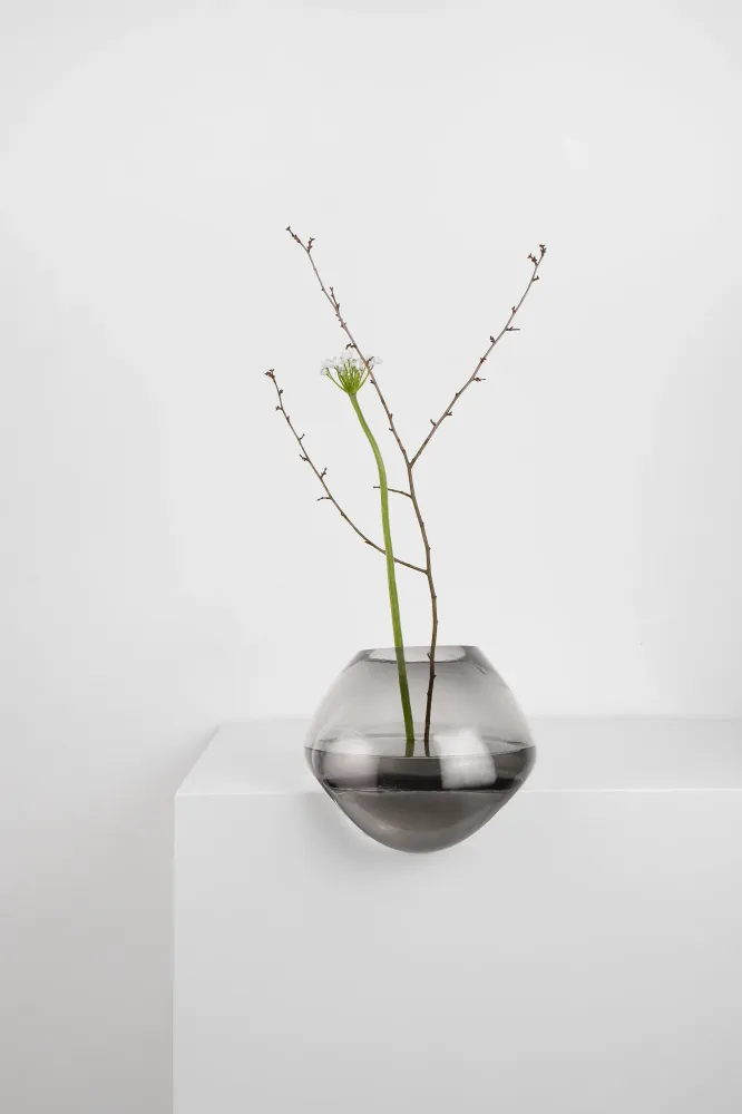 Vase GUTTA graues Glas