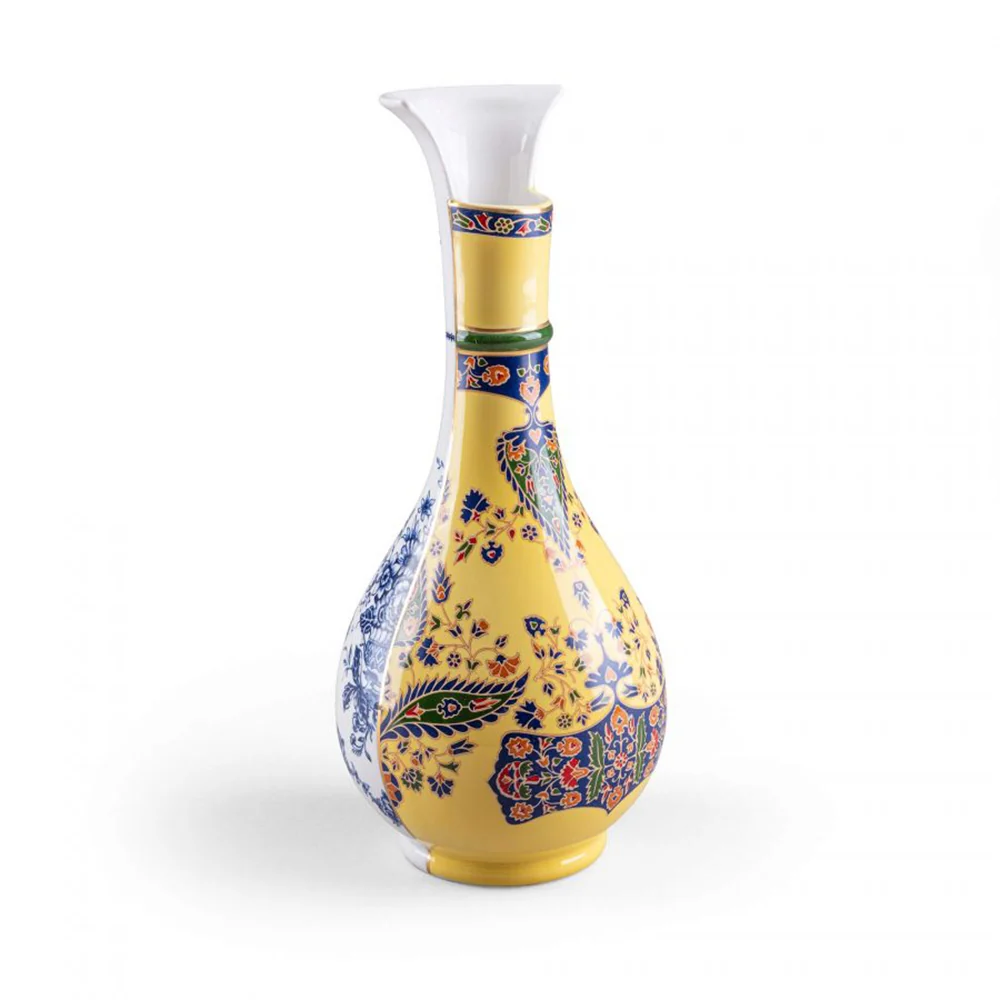 Vase Hybrid CHUNAR blau,gelb Ø16x36,5cm