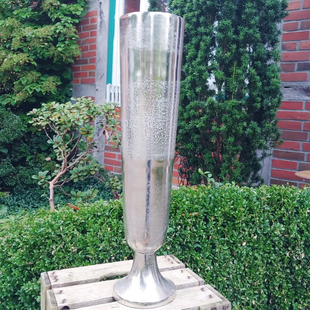 Vase "Kelch" 60 cm Nickel - gehämmert