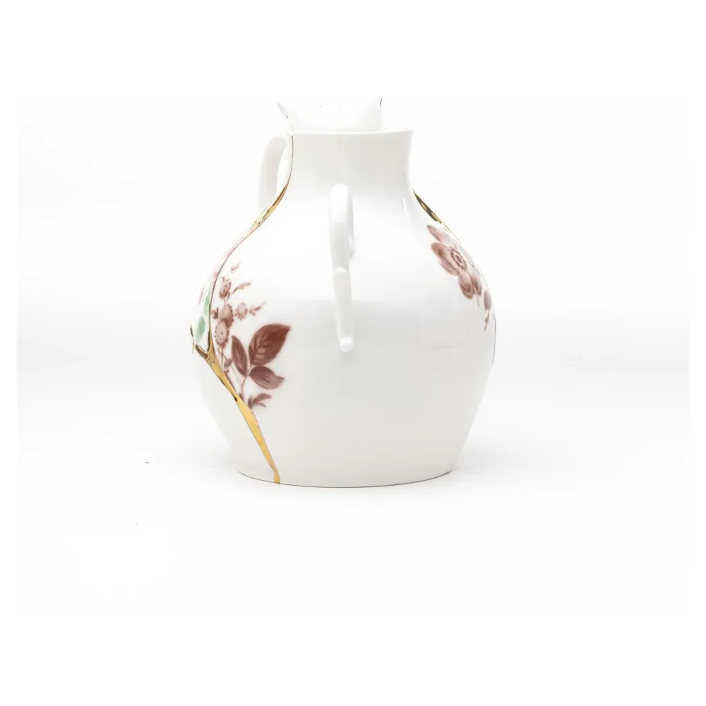 Vase KINTSUGI, Porzellan mit Goldapplikationen 18x16x19cm