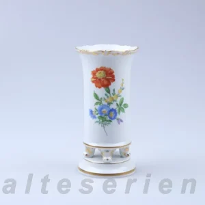 Vase klein auf 4 Füssen I.Wahl mit Blumenmalerei Goldrand