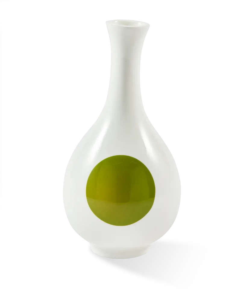 Vase SMALL BIRD weiß mit olivgrün und blau