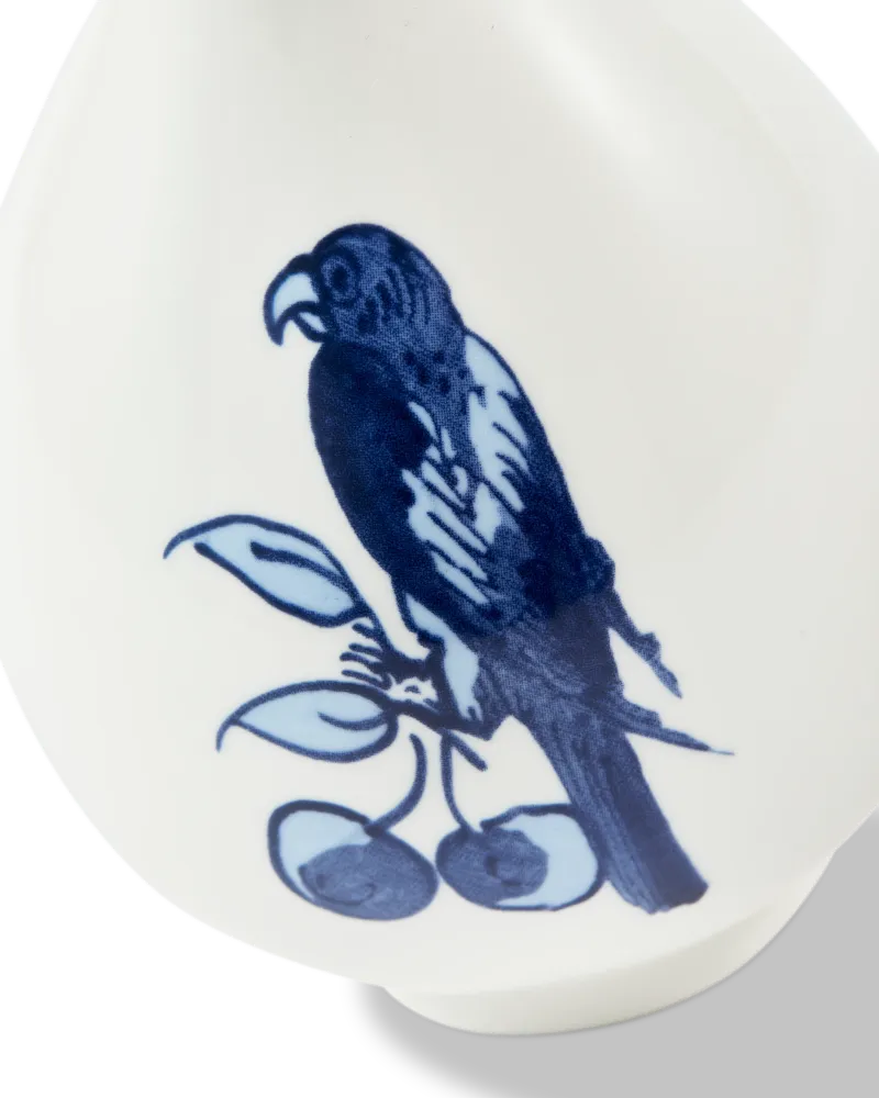 Vase SMALL BIRD weiß mit olivgrün und blau