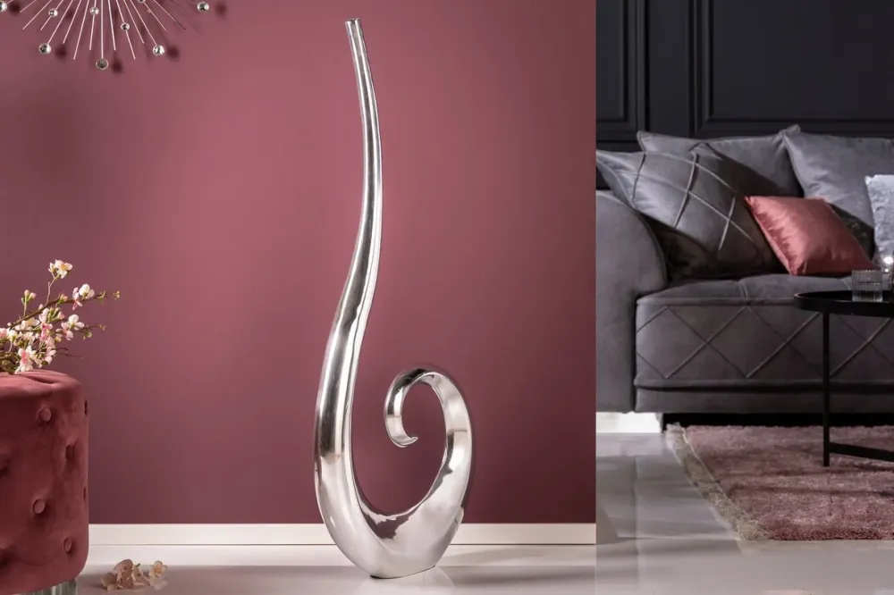 Vase Wicker XL 106cm silber aluminium
