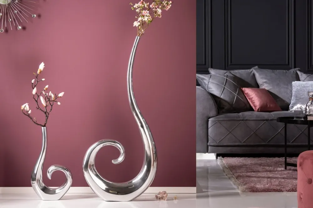 Vase Wicker XL 106cm silber aluminium