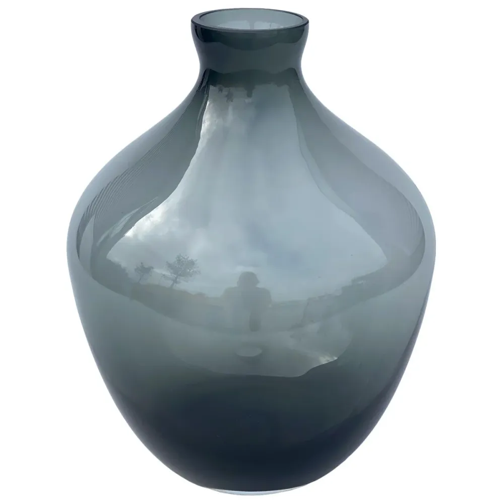 Vase World Traun Glasvase Grau Ø23,5 x H30 cm – Mundgeblasene Design Vase