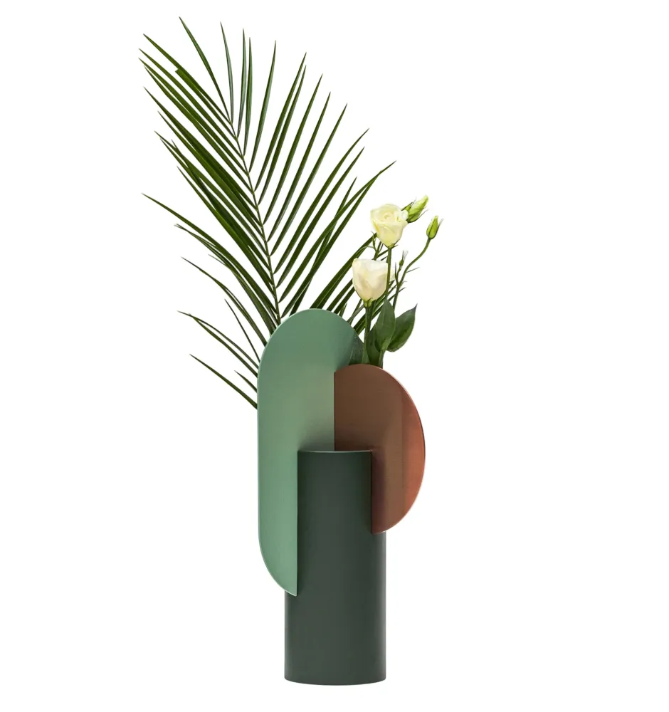 Vase YERMILOV grün mit Kupfer