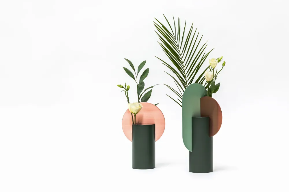 Vase YERMILOV grün mit Kupfer