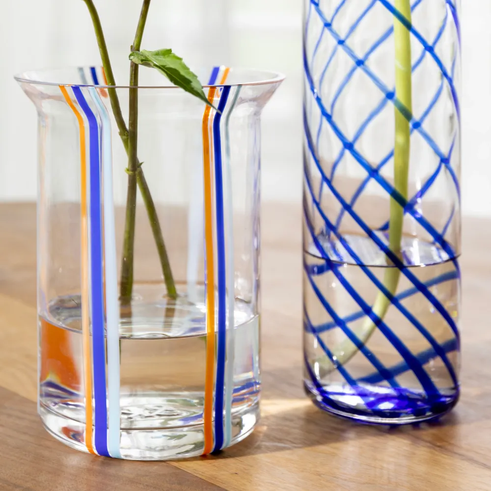 Vase YOGU SPIRAL blaues Glas