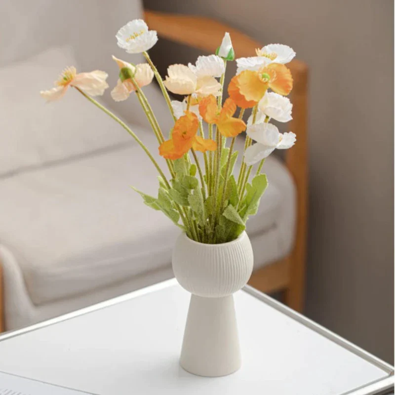 Vintage Creme INS Keramik Vase Gestreifte Kleine Vase Blume Anordnung Nordic Wohnzimmer Schlafzimmer Homestay Desktop Deko...