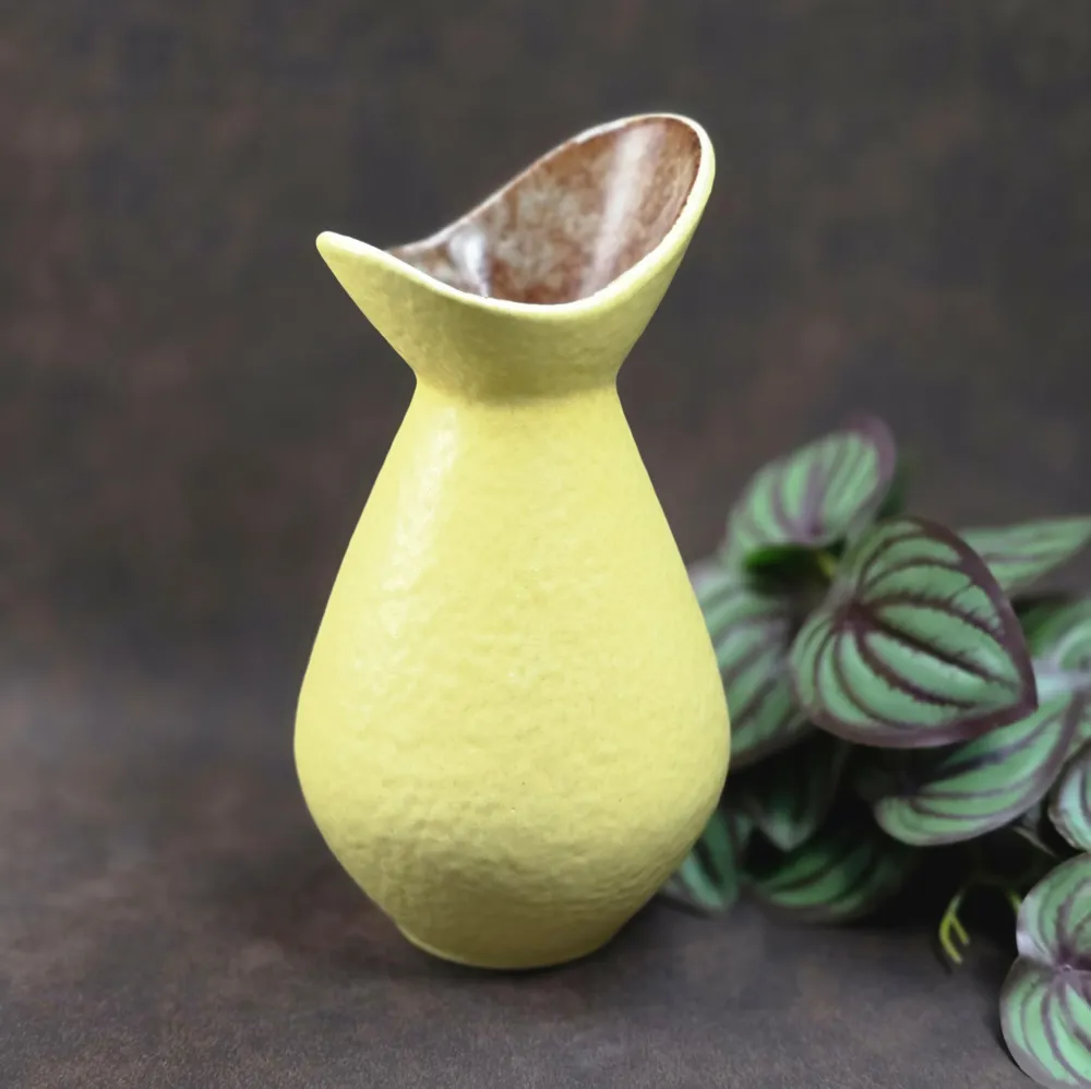 Vintage ES-Keramik Vase 1026/20 | 1960er Fat Lava Design Gelb & Braun