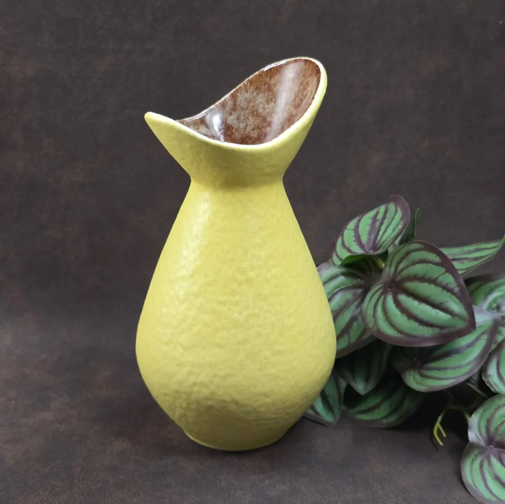 Vintage ES-Keramik Vase 1026/20 | 1960er Fat Lava Design Gelb & Braun