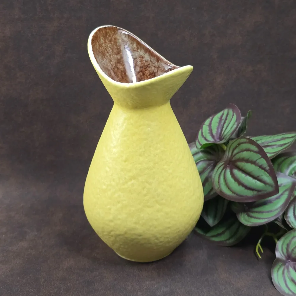 Vintage ES-Keramik Vase 1026/20 | 1960er Fat Lava Design Gelb & Braun