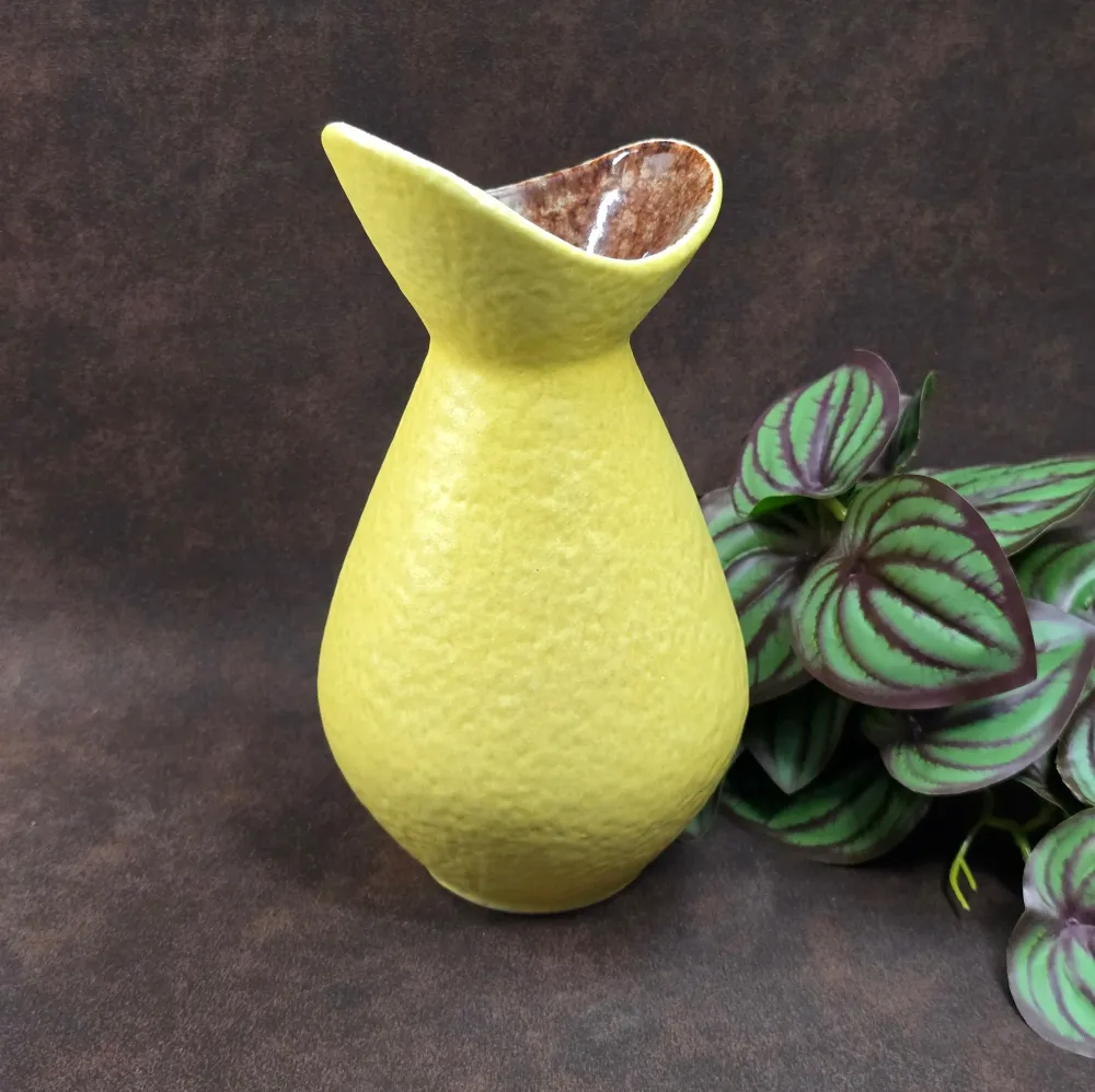 Vintage ES-Keramik Vase 1026/20 | 1960er Fat Lava Design Gelb & Braun