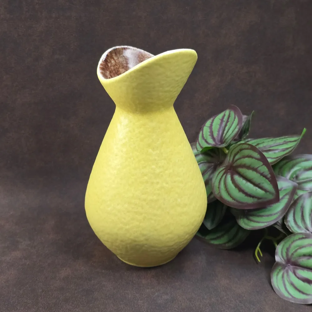 Vintage ES-Keramik Vase 1026/20 | 1960er Fat Lava Design Gelb & Braun